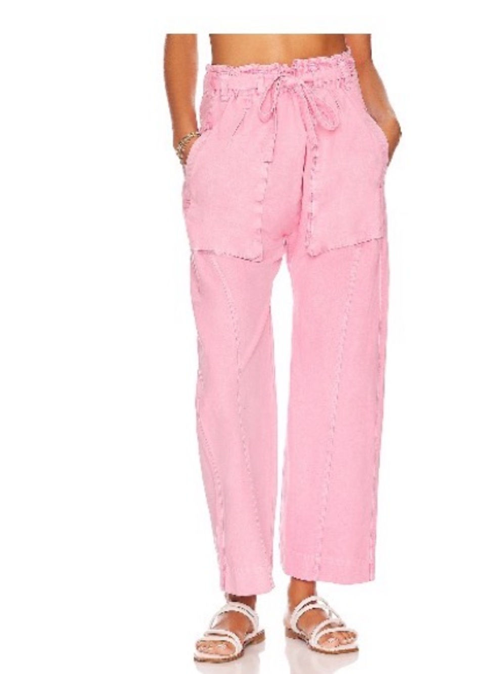 Free People Pink Paperbag Drawstring Trousers